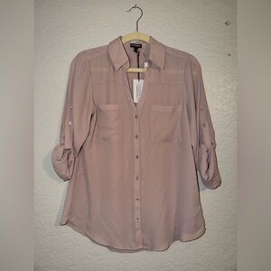 Express Women's Mauve Portofino Button Down Shirt - Medium